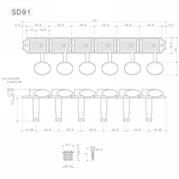 Original 6 In-line GOTOH SD91-05M Kluson Vintage Electric Guitar Machine Heads Tuners - Image 5