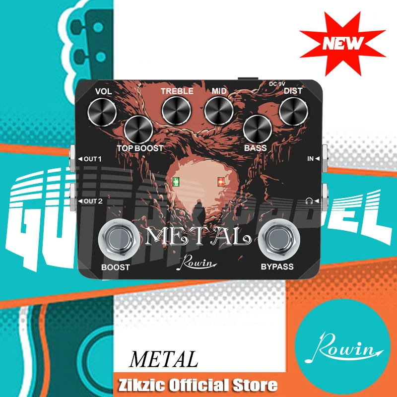 Rowin Heavy Metal Distortion Guitar Effect Pedal with 80s or 90s Metal Sounds - Image 2