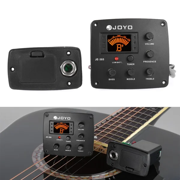 JE-305 Acoustic Guitar Piezo Pickup With Preamp 4-Band EQ, Tuner & LCD Display - Image 4