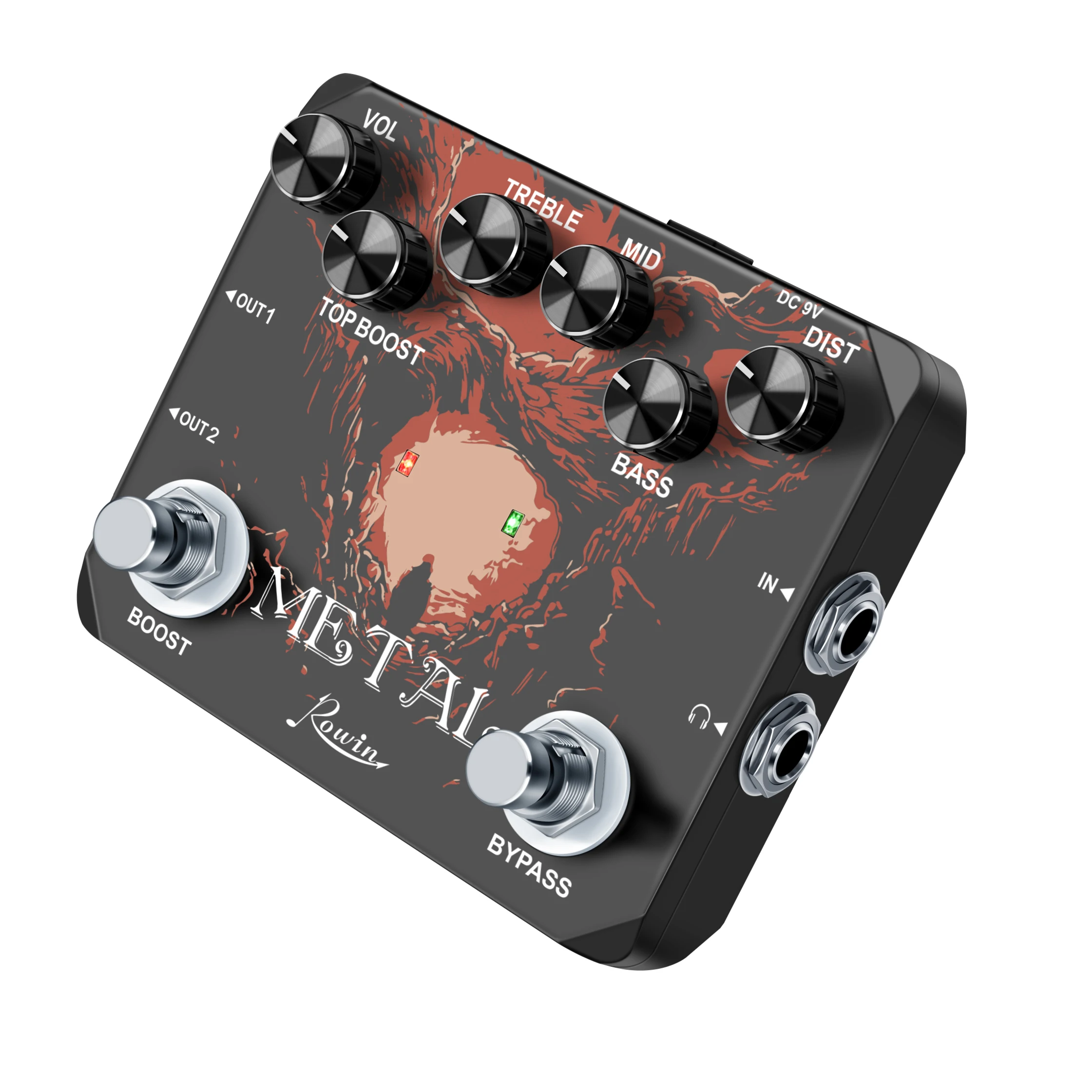 Rowin Heavy Metal Distortion Guitar Effect Pedal with 80s or 90s Metal Sounds - Image 4