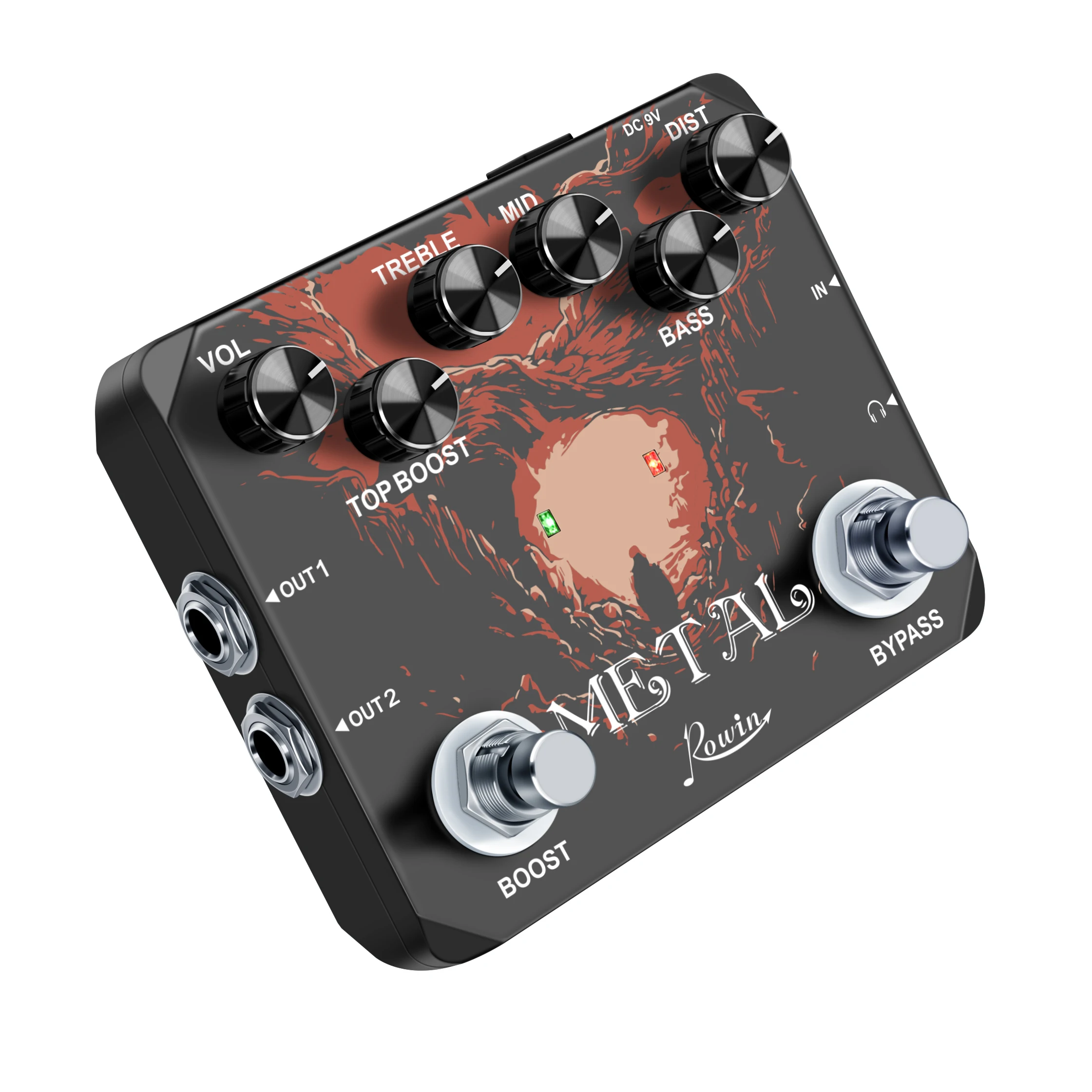 Rowin Heavy Metal Distortion Guitar Effect Pedal with 80s or 90s Metal Sounds - Image 3
