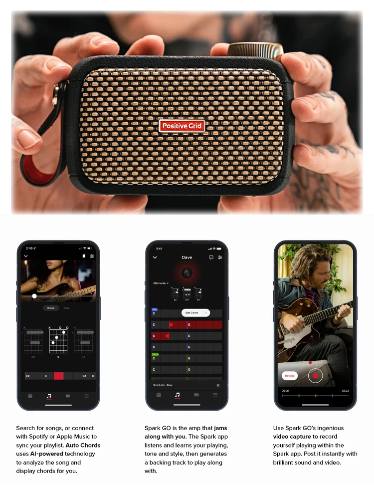 Positive Grid Spark GO Portable Smart Guitar Amplifier Emulates 30+ Amps & 40+ Guitar Effects, Battery-Powered & APP Supported - Image 4
